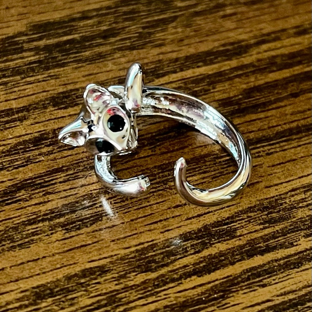 Silvertone Adjustable Kitty Ring
